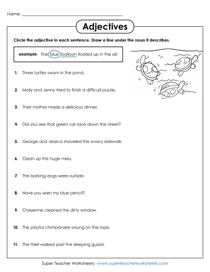 Adjectives Arrows Worksheet