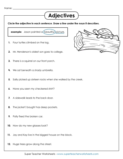 Adjectives Worksheet