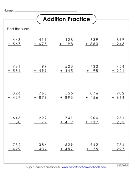 More 3-Digit Addition