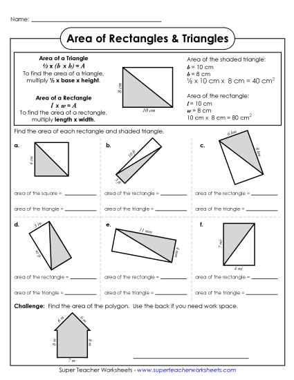 Area of Triangles & Rectangles (Basic)