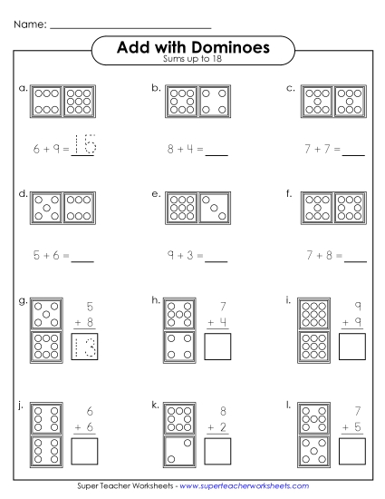 Domino Addition (Up to 18)