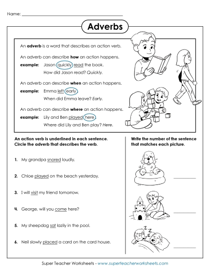 Adverb Worksheet