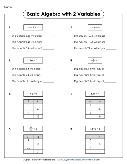 More Basic Equations w/ 2 Variables (Substitutions)