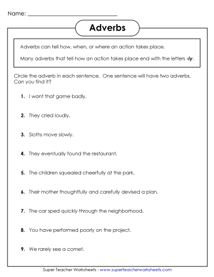 Adverbs Ending in -ly