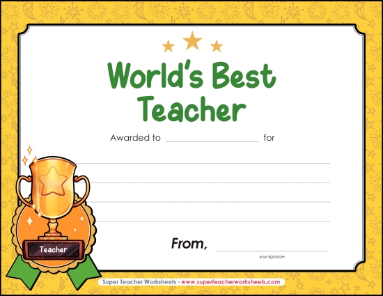 World\'s Best Teacher Award