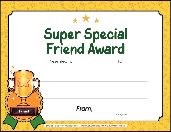 Super Special Friend Award