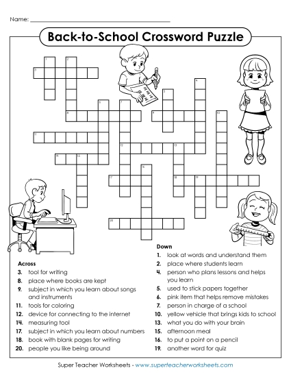 Back-to-School Crossword Puzzle