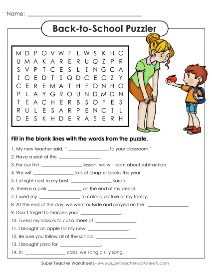 Back-to-School Word Search (Intermediate 2)