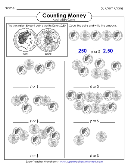 Counting Fifty Cent Coins