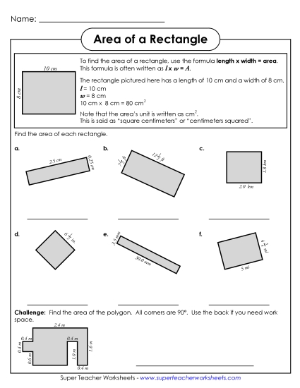 Area of a Rectangle (Advanced)