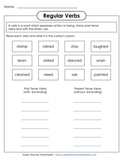 Regular Verbs: Past or Present