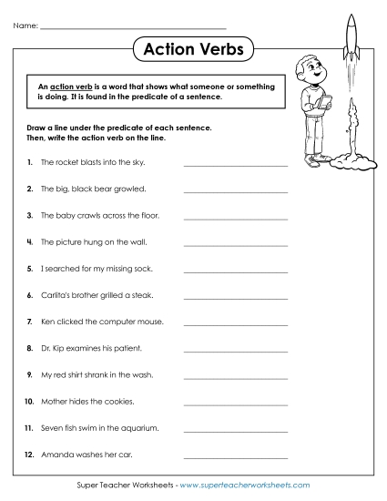 Action Verb Worksheet #2