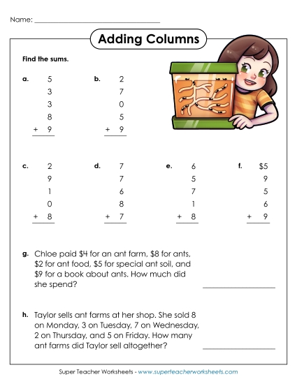 Single-Digit Numbers, 5 Addends