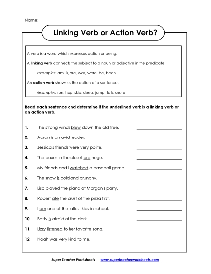 Linking Verbs versus Action Verbs 2