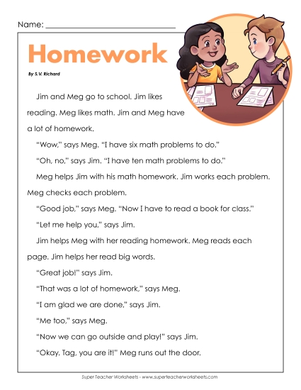 Homework 2nd Grade Reading Comprehension Worksheet
