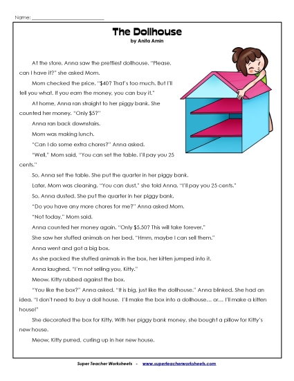 The Dollhouse 2nd Grade Reading Comprehension Worksheet