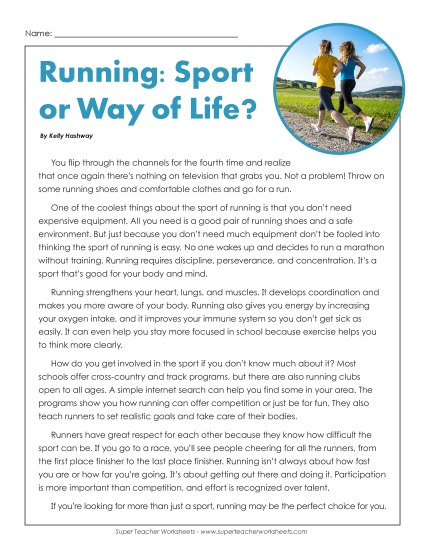 Running:  Sport or a Way of Life? (Article)