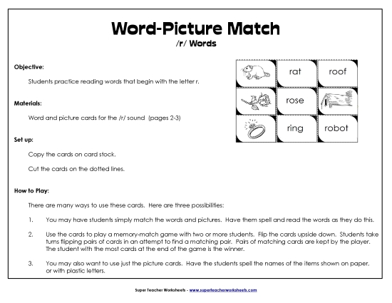 Word-Picture Match - /r/ Words