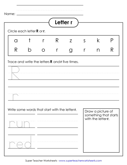 Letter R r - Practice Sheet