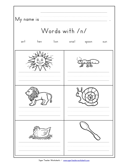 Writing Words with N n