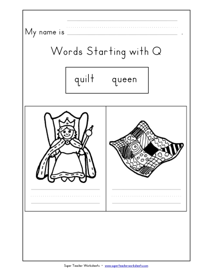 Writing Words that Start with Q q