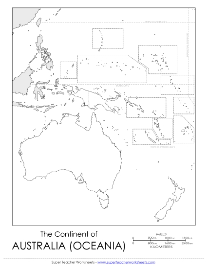 Australia / Oceania - Blank Map
