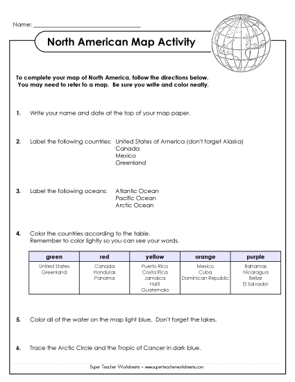 North America - Map Activity