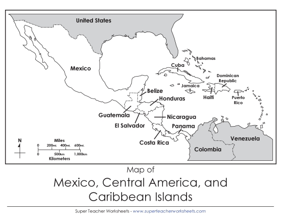 Mexico & Central America Map
