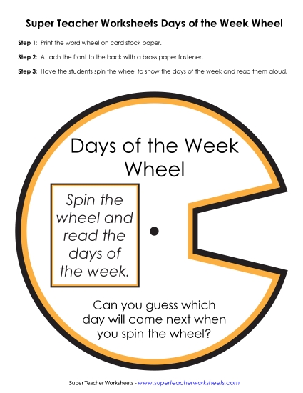 Days of the Week Word Wheel