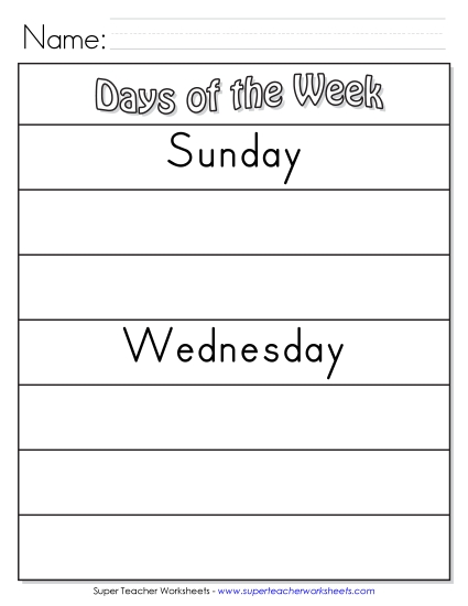 Days of the Week Cut and Glue