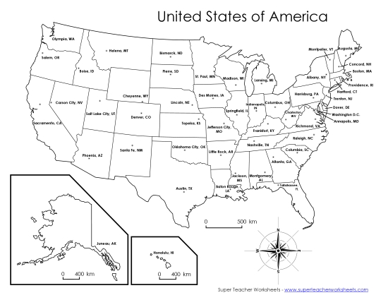 USA Capitals Map