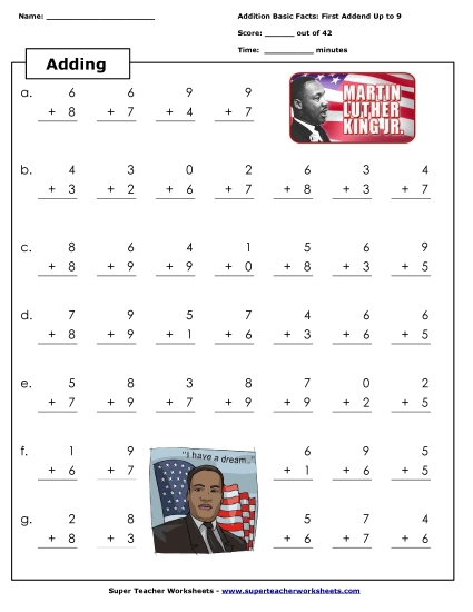M.L.K. Math - Adding (Basic)