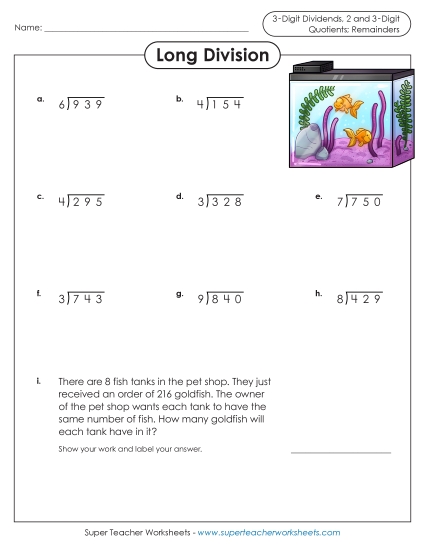 3-Digit Dividends (w/ Remainders)