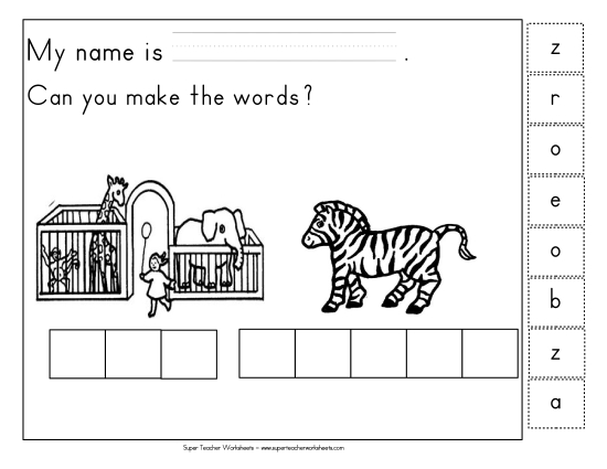 Build-a-Word: Zoo and Zebra