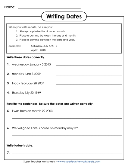 Writing Dates
