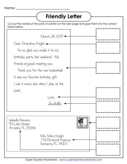 Friendly Letter: Cut & Glue