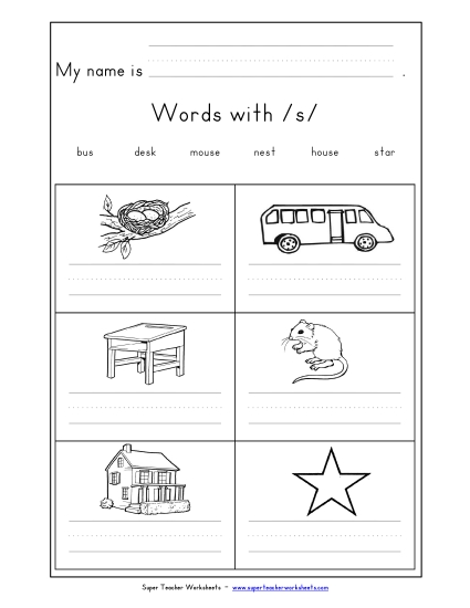 Writing Words with S s