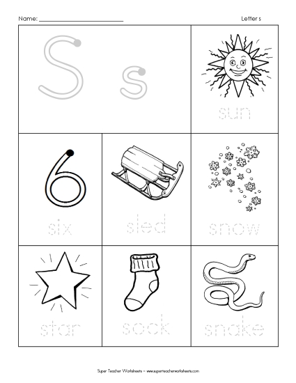 Trace-and-Say: Starts with S s