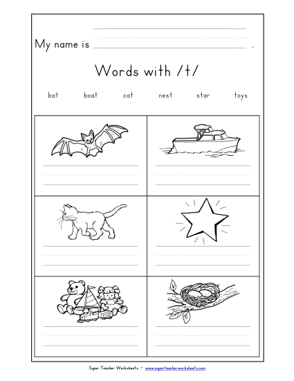 Writing Words with T t