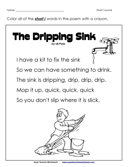 Phonics Poem: Dripping Sink
