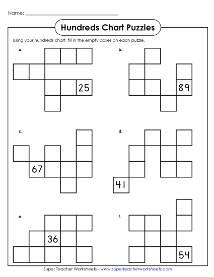 Hundreds Chart Puzzle 2