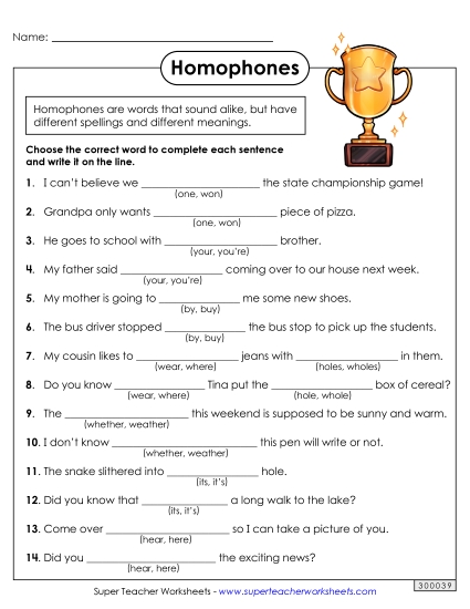 Choose the Homophone #2