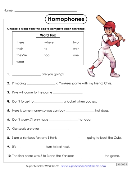 Homophone Baseball Sentences