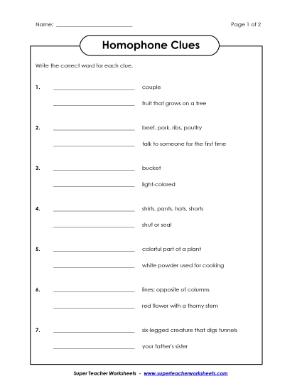 Homophone Clues