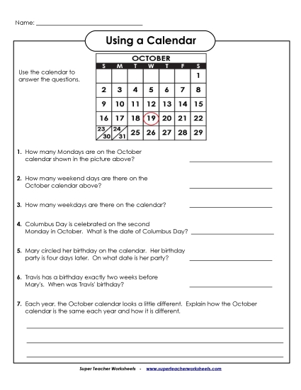 Monthly Calendar (Intermediate)