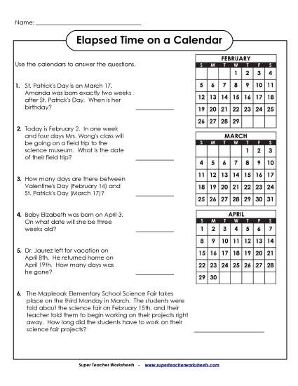 Elapsed Time on a Calendar