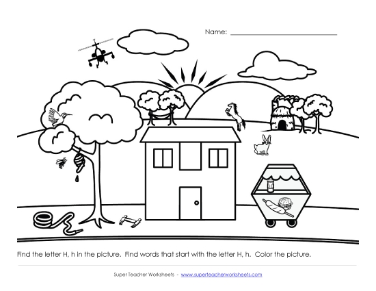 Alphabet Coloring Page - Letter H