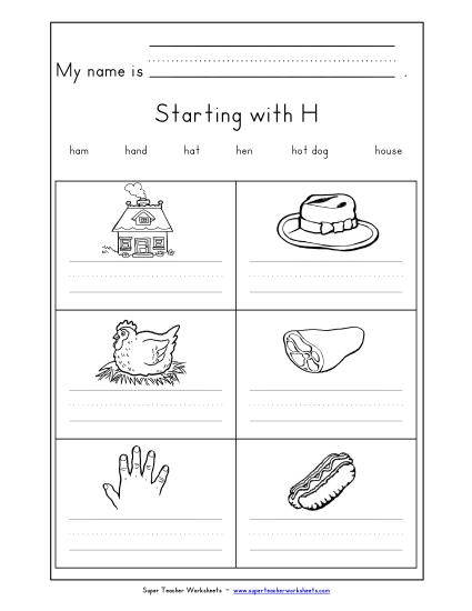 Writing Words that Start with H h