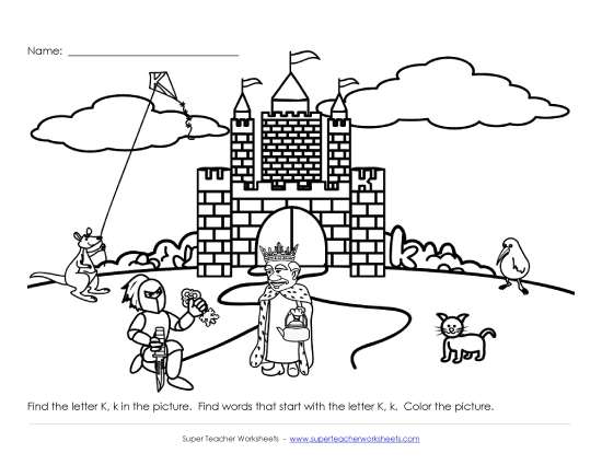 Alphabet Coloring Page - Letter K