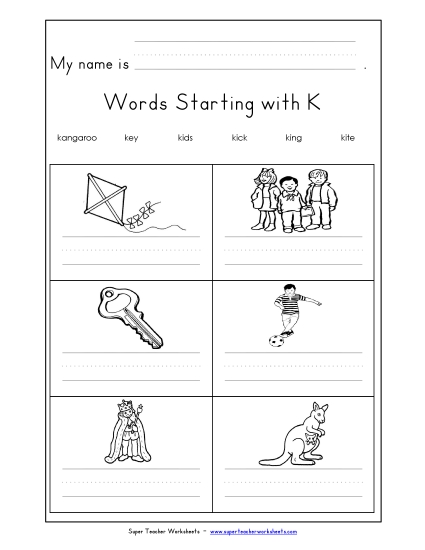 Writing Words that Start with K
